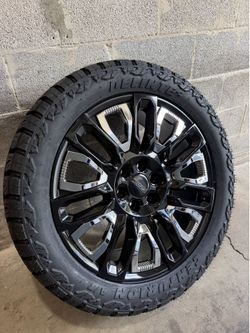 22” Inch Black 22" Wheels 33x12.50 Tires Chevy Tahoe Silverado