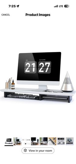 Dual Monitor Riser in black and white.