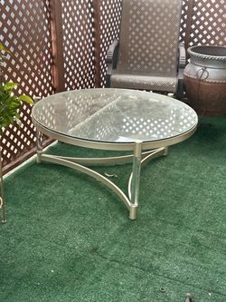 Round Glass Top Outdoor Coffee Table