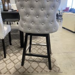 Grey Tufted Barstools Set Of Two Counter height 25”