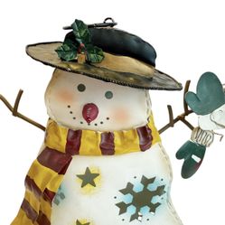 Christmas Holiday Snowman Metal Tea Light Candle Holder Winter Seasonal Decor
