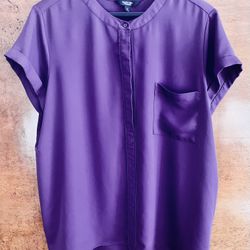 Simply Vera VeraWang Cuffed Short Sleeve Blouse, Size XL