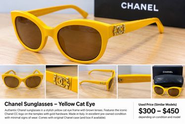 CHANEL Yellow Cat-Eye Sunglasses – Designer CC Logo