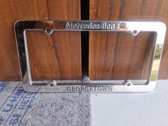Mercedes-Benz License Plate Frame (Georgetown) Texas Chrome Set New