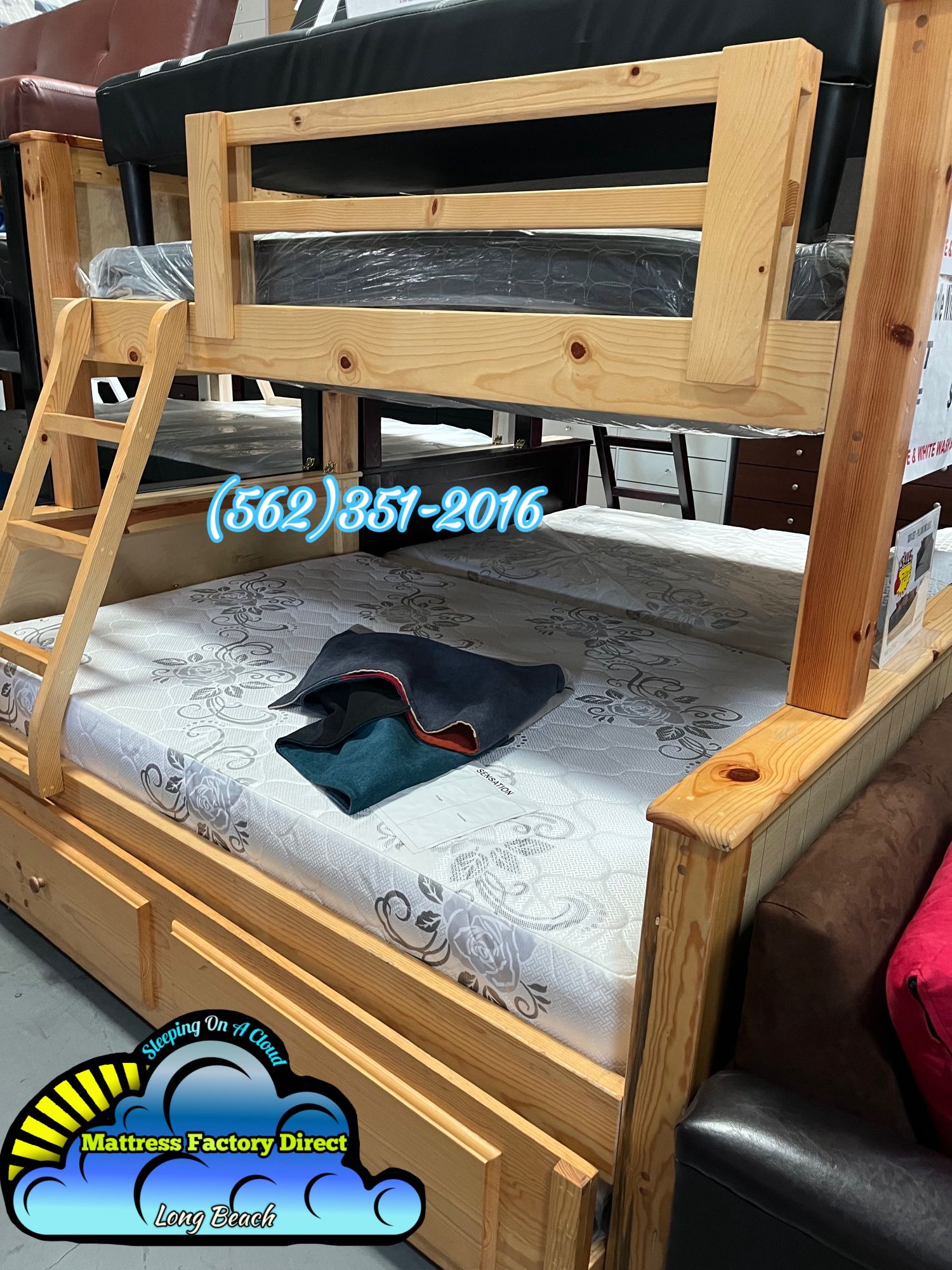 Twin Full Heavy Duty Pinewood Bunk Bed 🚚