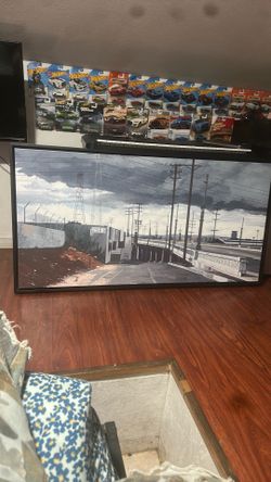 Large Framed Urban Street Scene Canvas Print