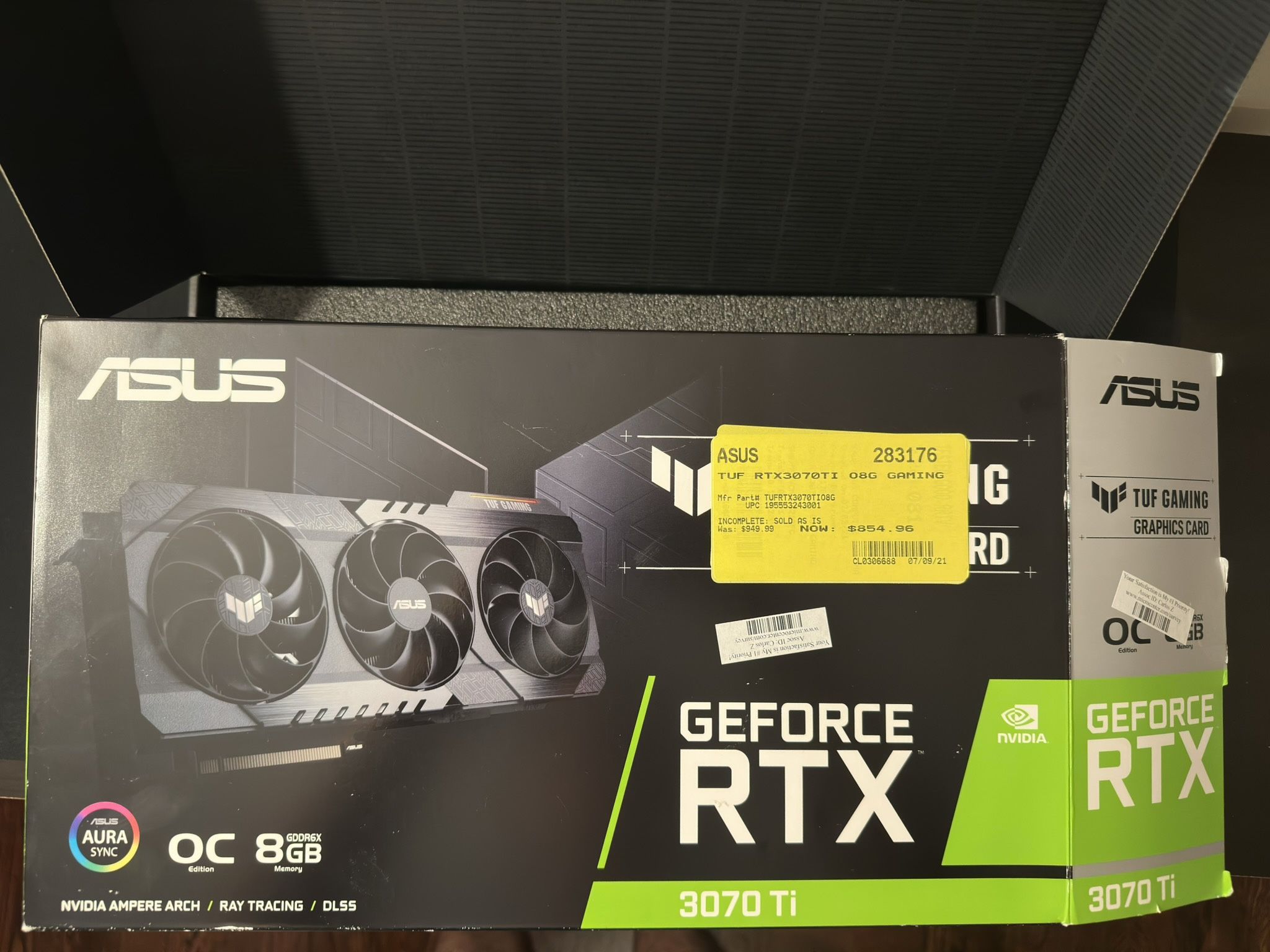 ASUS TUF RTX 3070TI 8GB GAMING Graphics Card