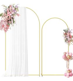 Metal Arch Backdrop Stand 7.2FT+6FT Wedding Arch Backdrop Stand Set of 2 Gold - B273