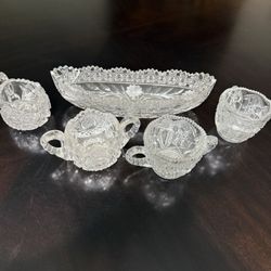 Pressed Glass Bowl And Dish Set 