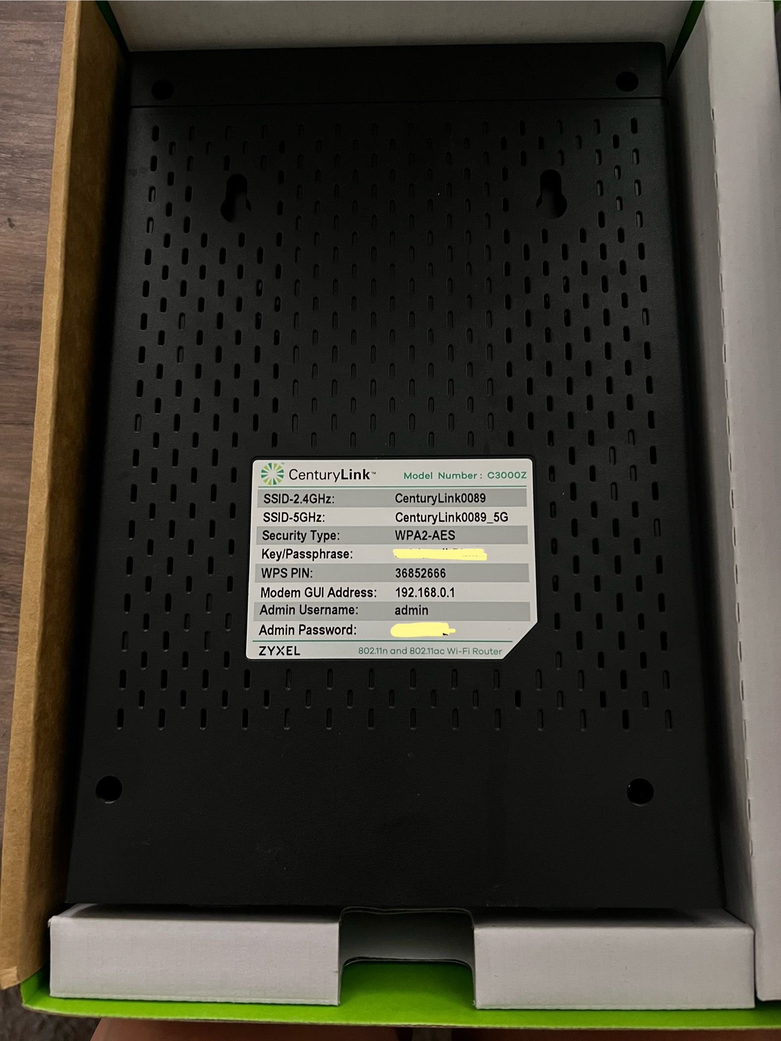 CenturyLink Zyxel Modem C3000Z