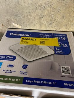 Panasonic Whisper Choice Bathroom Fan - missing vent cover