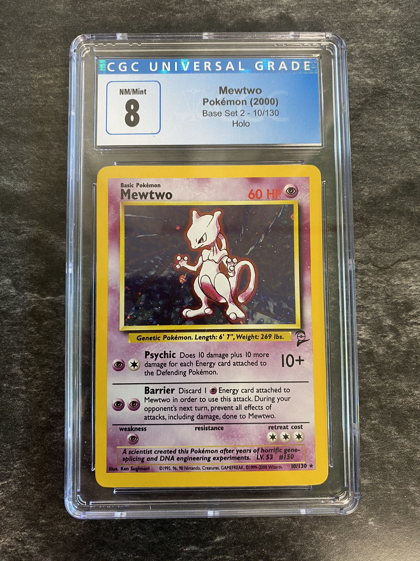 2000 Pokémon CGC Universal Grade Mewtwo NM/Mint 8 Base Set 2 Holo English (Incredibly Rare Collectors Item!)