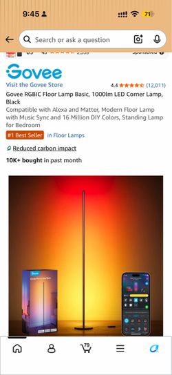 Govee RGBIC LED Corner Floor Lamp Black