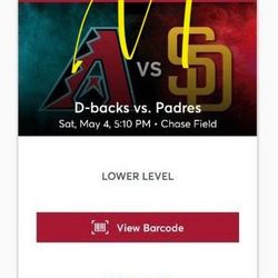 5 Tickets To Padres At Diamondbacks Is Available 