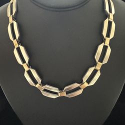 Sterling Silver 925 Two-Toned Industrial Link Necklace 19in Chain 88.28g 16.3mm