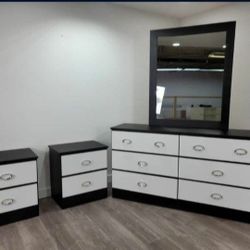 Dresser With Mirror And 2 Nightstands 