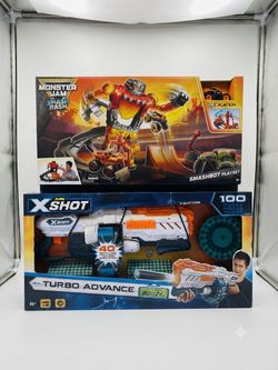 Zuru X-Shot Turbo Advance Blaster & Monster Jam Smash Bash Playset Bundle - Brand New in Box