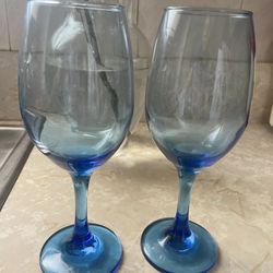 Two Vintage Wine Glasses 
