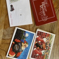 Batch Of Vintage Harley Davidson Christmas Greetings Cards