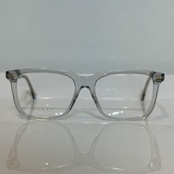 New Gucci Gg0737O 016 Crystal Grey Acetate Men’s Eyeglasses 56mm
