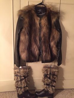 Faux Fur Jacket/Faux Fur Boots for Sale