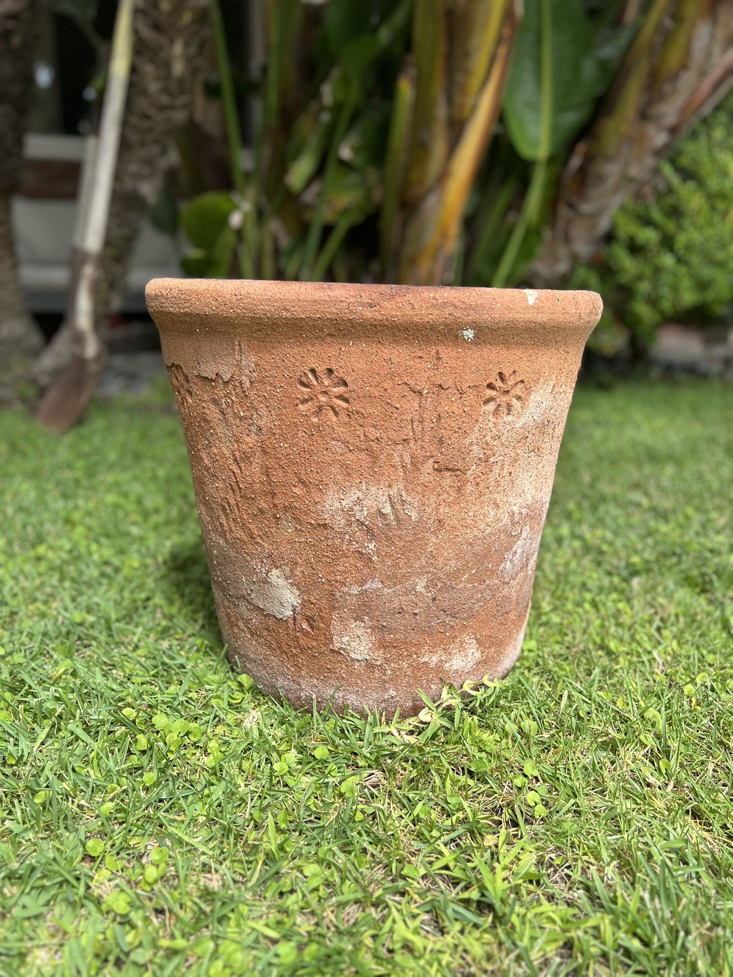 Large Outdoor Ceramic Pot with Natural Patina – 18” Diameter