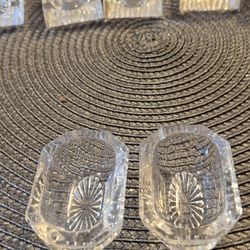 Vintage small crystal glass square and oval, salt or sugar bowls