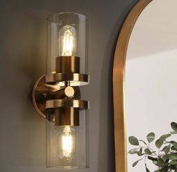 Sconces Wall Lighting, Mid-Century Modern Wall Sconces 2 Light Gold Wall Light with Clear Glass