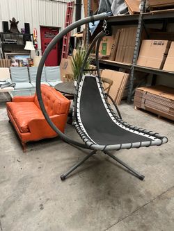 Outdoor Hanging Curved Chaise Lounge Chair Patio Swinging Hammock