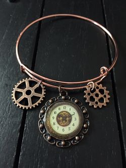 Expandable “Antique Bronze” Stainless Steel Charm Bracelet (this item comes with a free gift! pictured last)