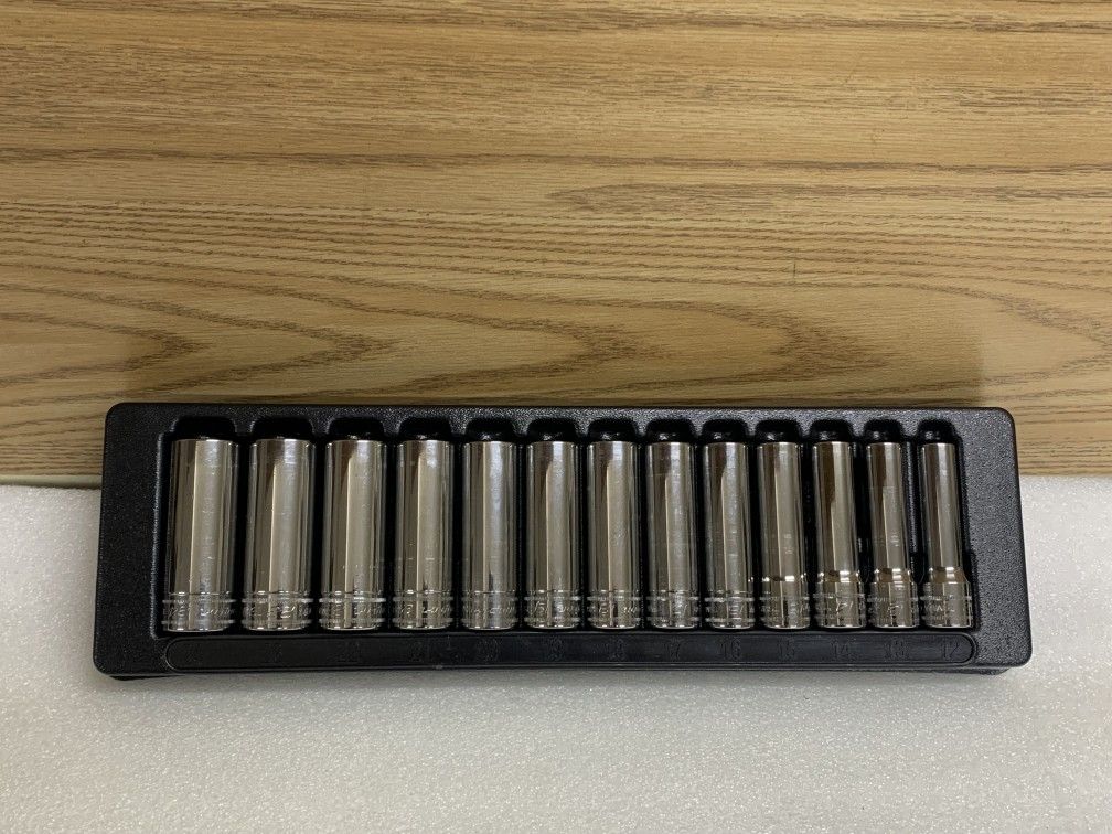 Snap On TSM 13 pc 1/2" Drive 12mm To 24mm Metric Flank Drive Deep Socket Set 6pt