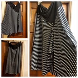 Black/White Stripe Drop Waist Skirt 2X