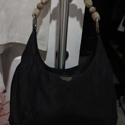  Christian Dior Black Nylon Malice Pearl Shoulder Bag Black