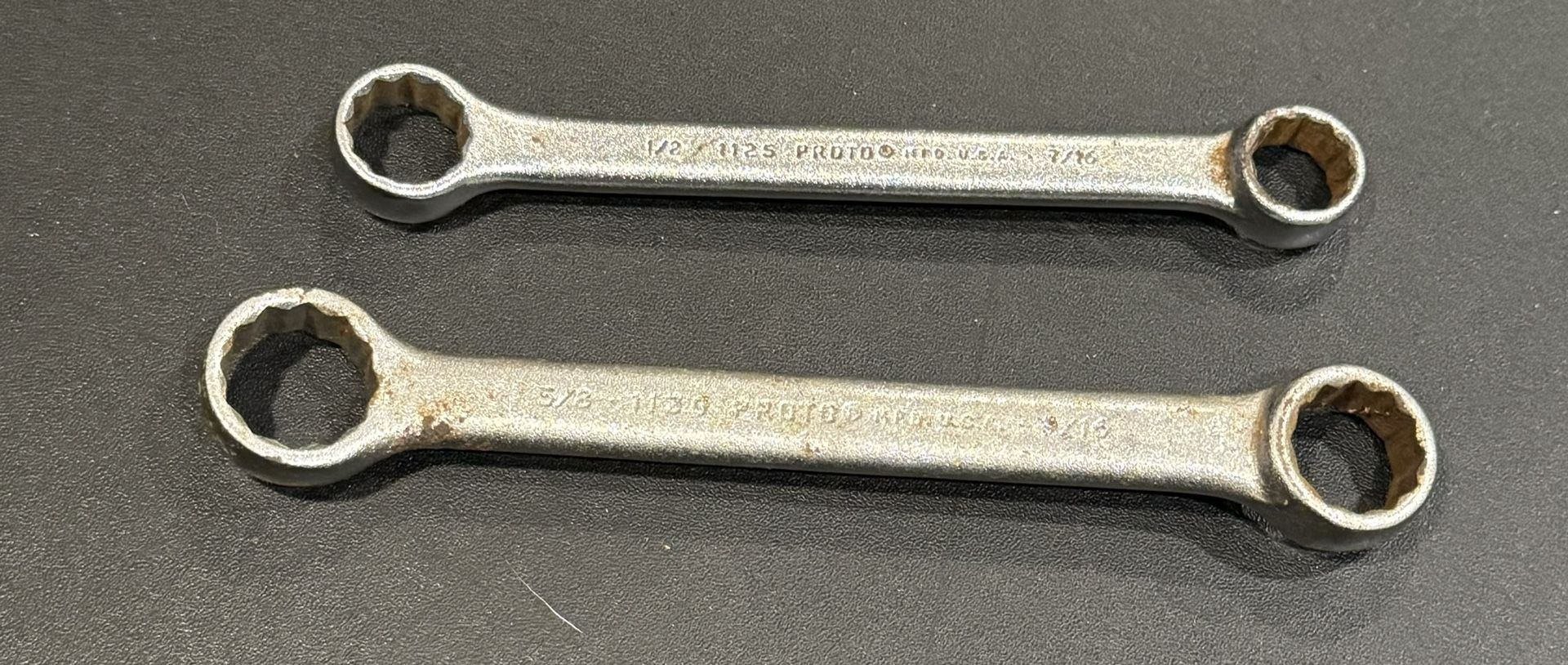 Vintage Proto Double Box End Wrench 1/2”x7/16” No. 1125 & 5/8x9/16” No. 1139  USA Nice!