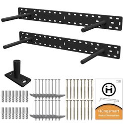 2 x 22 inch Real XL Heavy Duty Floating Shelf Brackets Designed for Long Custom Shelves Garage, Mantle (4 inch Rod) Black
