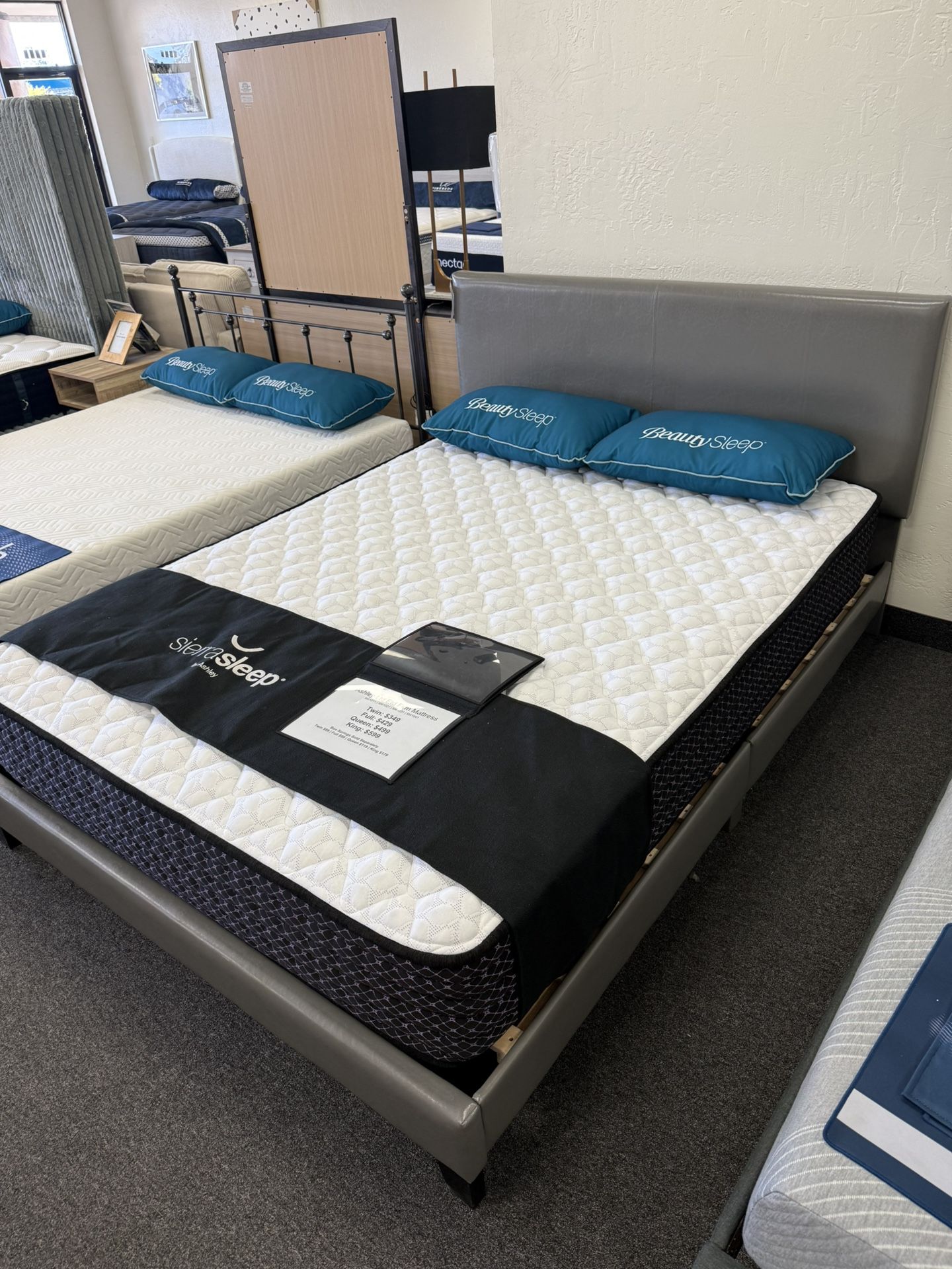 Grey Queen Platform Bed Frame