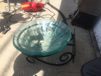 Wall mount glass vessel sink for bathroom