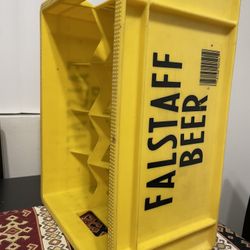 Vintage FALSTAFF BEER YELLOW PLASTIC CRATE 12 BOTTLE CARRIER