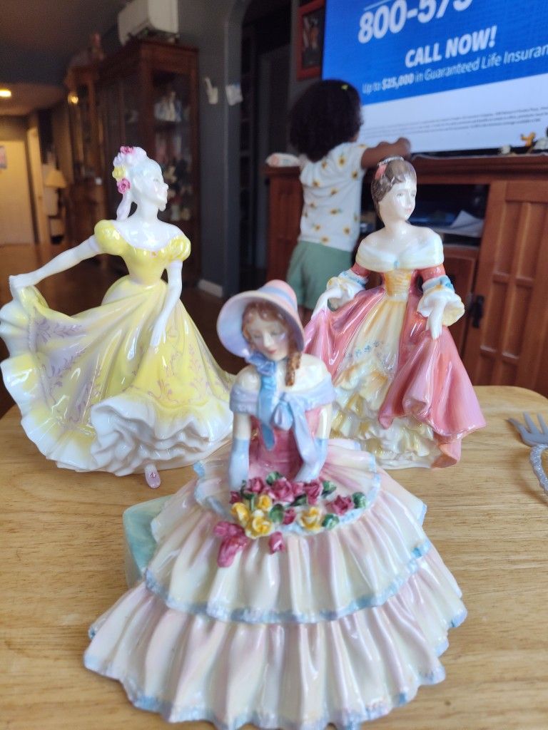 Vintage Royal Doulton 3 Beautiful Girl Figurines
