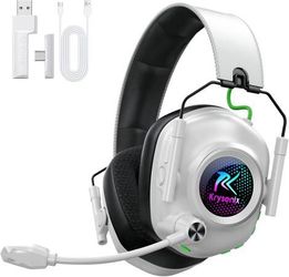 new 2.4 GHz Wireless Gaming Headset for PC, PS5, PS4, Switch, Mac, Bluetooth 5.4 Gaming Headphones with Noise Canceling Microphone, Cool RGB Lighting,