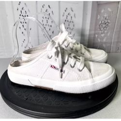 Superga White Canvas Sneaker Slides US 6.5 Slip on Casual Shoe S00GJB0-901 NIB