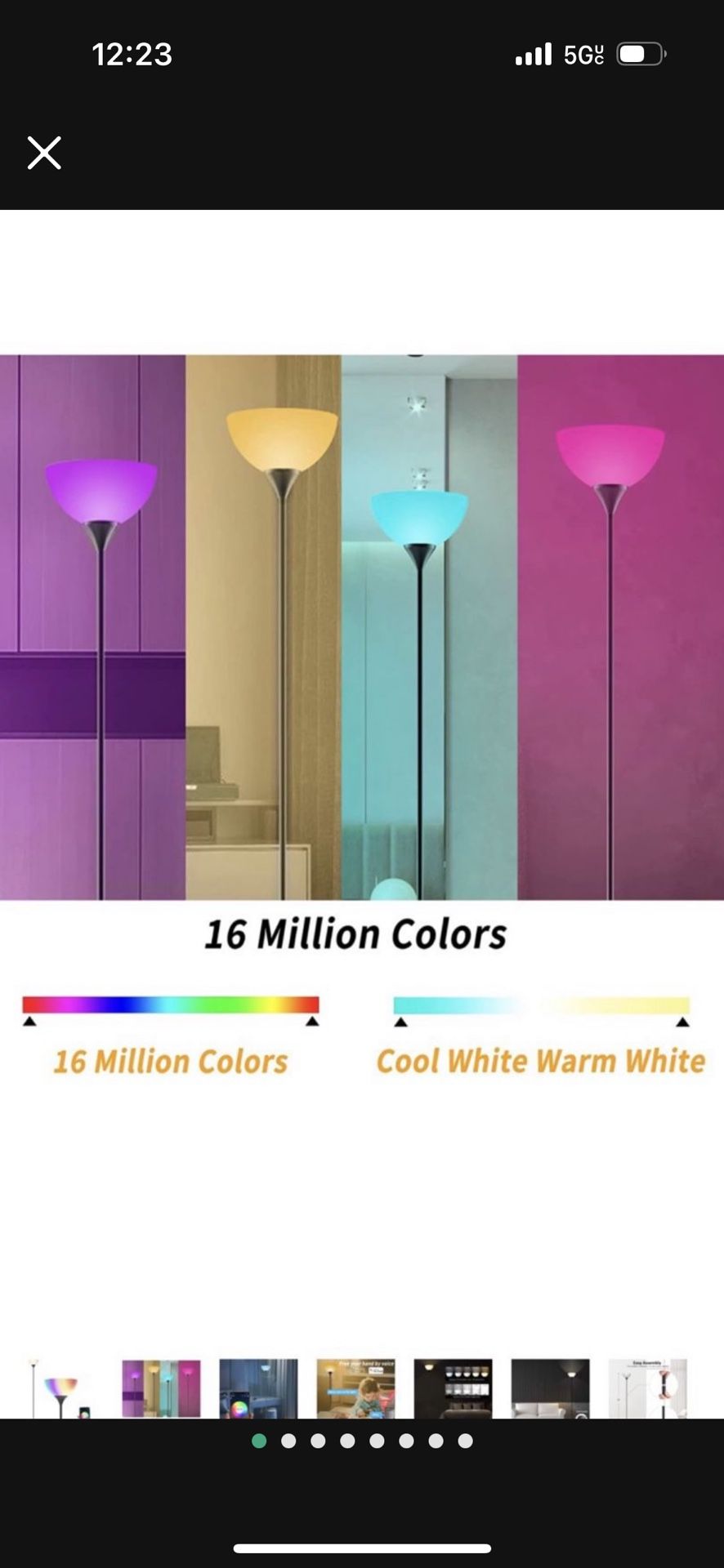 Smart RGB Floor Lamp Work with Alexa Google Assistant WiFi App Modern Color Changing Floor Lamp Dimmable Corner Floor Lamp for Living Room Bedroom