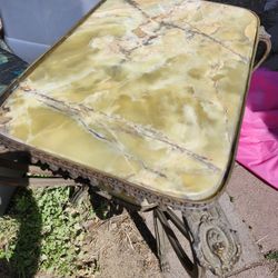 Antique Victorian Green Onyx Table 