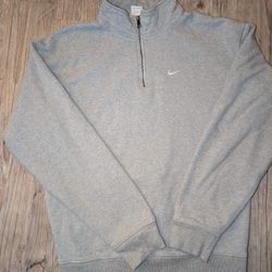 Nike Men's Gray Fleece Quarter-Zip Pullover Sweatshirt – Size Small