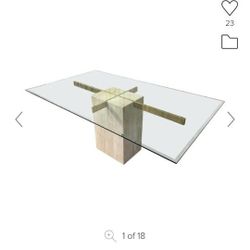 Glass Dining Table With Granite Support