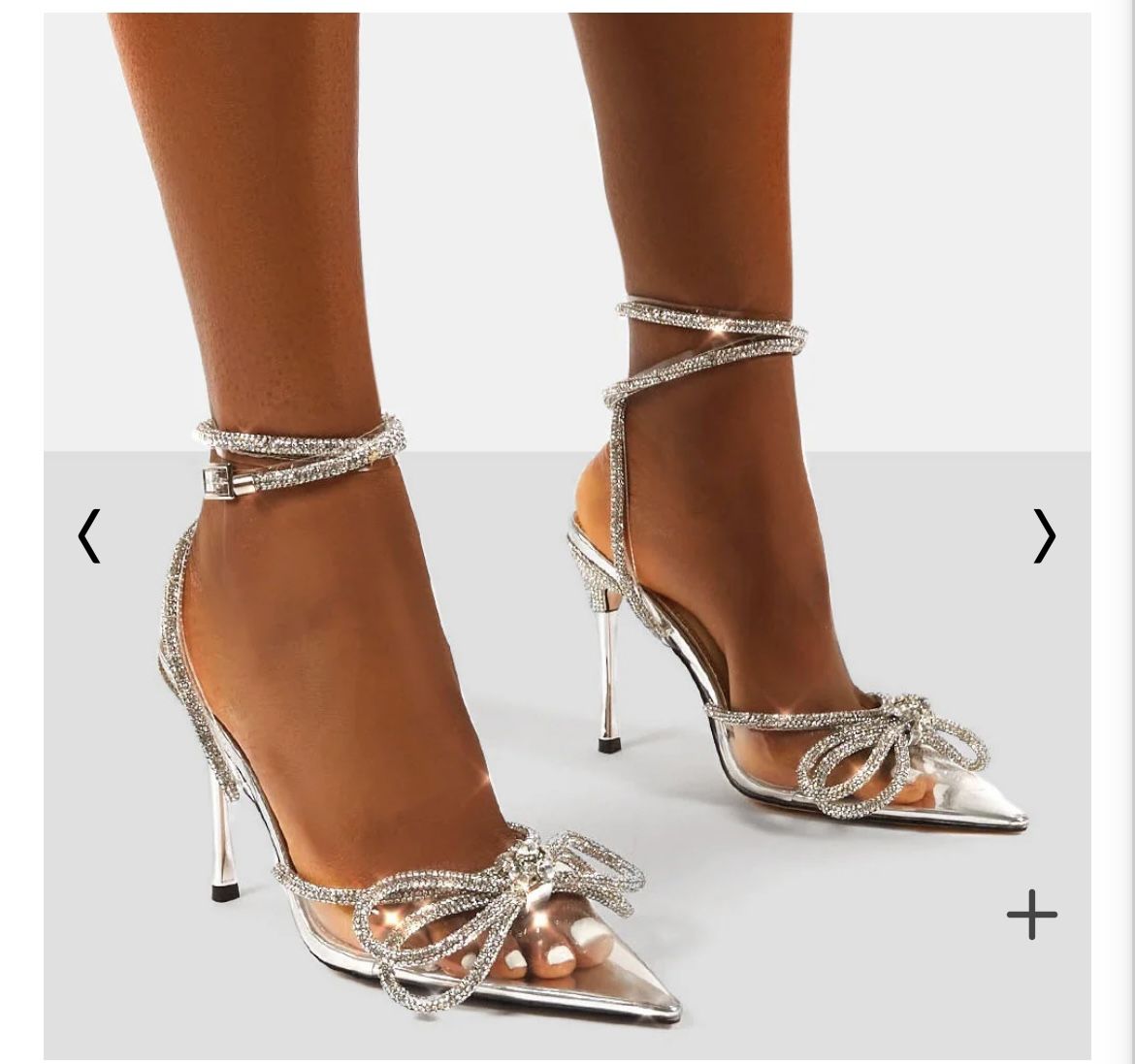 Silver Bow Heels - Brand new!