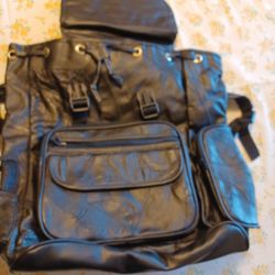 NEW BLACK LEATHER BACKPACK/  18 X 18 - $25 FIRM PRICE.  328 N 11TH ST 126 LAS VEGAS NV 89101