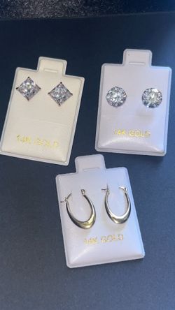Real solid 14k gold earnings studs