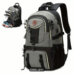 Extra Large Gray/Black 40L Backpack w/ Separate Shoe and Computer Compartments