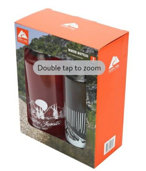 Ozark Trail 32oz Plastic Water Bottle Attached 2-phase Lid 2 Pack